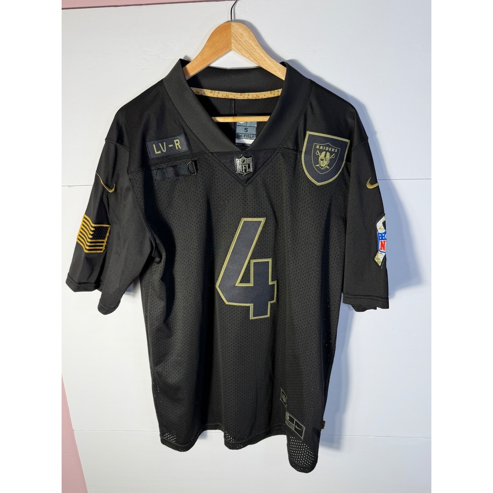 Nike Las Vegas Raiders Derek Carr #4 Salute to Service Jersey Black Gold Mens S